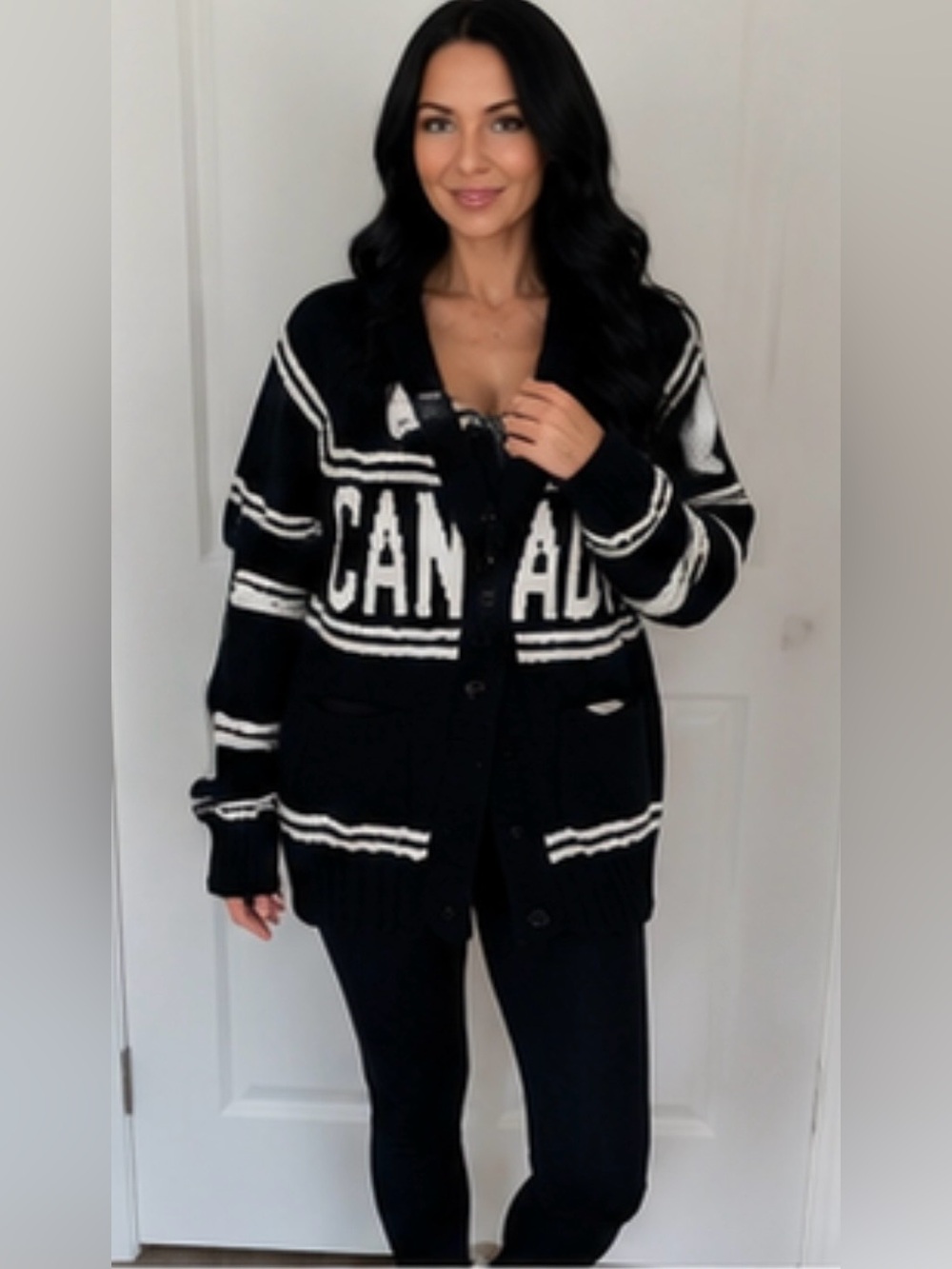 Canada Black and White Women's Cardigan